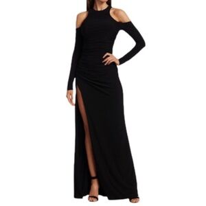 Cinq a Sept Black Rosalina Cold Shoulder Gown Size 4 $600 Retail